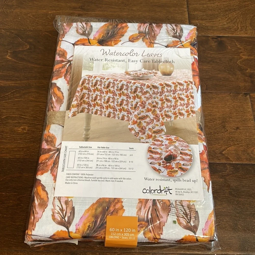 Colordrift Fall Thanksgiving Pumpkin Floral Fall Tablecloth New 60”x120”